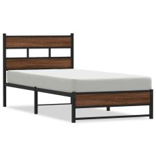 vidaXL barna tölgy színű fém ágykeret matrac nélkül 75 x 190 cm (4017316) ágy és ágykellék