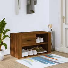 vidaXL barna tölgy színű szerelt fa cipősszekrény 80x35x45 cm bútor