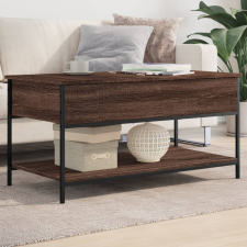 vidaXL barna tölgy színű szerelt fa és fém dohányzóasztal 100x50x50 cm bútor