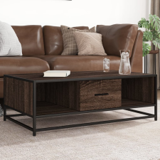 vidaXL barna tölgy színű szerelt fa és fém dohányzóasztal 100x57x35 cm bútor