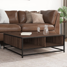vidaXL barna tölgy színű szerelt fa és fém dohányzóasztal 80x80x30 cm bútor