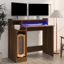vidaXL Barna tölgy színű szerelt fa íróasztal LED-ekkel 97x90x45 cm íróasztal
