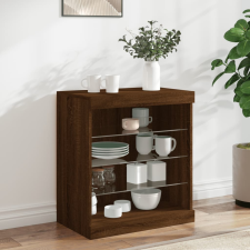 vidaXL barna tölgy színű tálalószekrény LED-világítással 60,5x37x67 cm bútor
