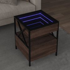 vidaXL barna tölgy végtelen hatású LED-es dohányzóasztal 40x40x51 cm bútor
