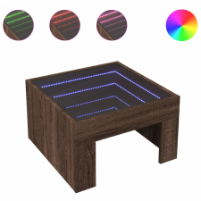 vidaXL barna tölgy végtelen hatású LED-es dohányzóasztal 50x50x30 cm (847608) bútor