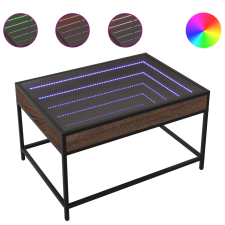 vidaXL barna tölgy végtelen hatású LED-es dohányzóasztal 70x50x41 cm bútor