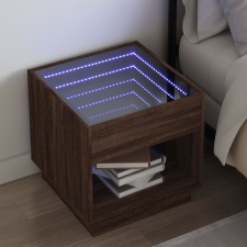vidaXL barna tölgy végtelen hatású LED-es éjjeliszekrény 50x50x50 cm bútor