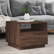 vidaXL barna tölgyszínű dohányzóasztal LED-lámpákkal 50x49x40 cm bútor