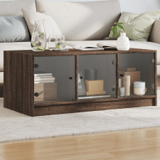 vidaXL barna tölgyszínű dohányzóasztal üvegajtókkal 102 x 50 x 42 cm bútor