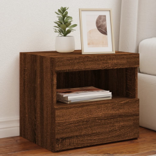 vidaXL barna tölgyszínű éjjeliszekrény LED-világítással 50x40x45 cm bútor