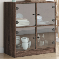 vidaXL barna tölgyszínű kisszekrény üvegajtókkal 68 x 37 x 75,5 cm bútor