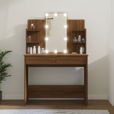 vidaXL barna tölgyszínű LED-es fésülködőasztal 96 x 40 x 142 cm bútor
