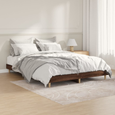 vidaXL barna tölgyszínű szerelt fa ágykeret 135 x 190 cm ágy és ágykellék