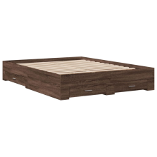 vidaXL barna tölgyszínű szerelt fa ágykeret fiókokkal 150 x 200 cm (3280383) ágy és ágykellék