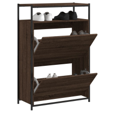 vidaXL barna tölgyszínű szerelt fa cipősszekrény 75 x 34 x 112 cm bútor