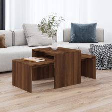 vidaXL barna tölgyszínű szerelt fa dohányzóasztalszett 100x48x40 cm bútor