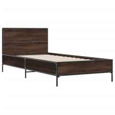 vidaXL barna tölgyszínű szerelt fa és fém ágykeret 100 x 200 cm (845526) ágy és ágykellék