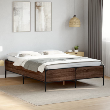 vidaXL barna tölgyszínű szerelt fa és fém ágykeret 120 x 200 cm ágy és ágykellék