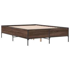 vidaXL barna tölgyszínű szerelt fa és fém ágykeret 120 x 200 cm (3279806) ágy és ágykellék