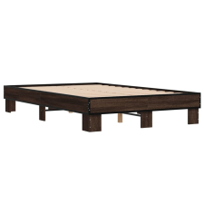 vidaXL barna tölgyszínű szerelt fa és fém ágykeret 120 x 200 cm (845866) ágy és ágykellék