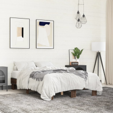 vidaXL barna tölgyszínű szerelt fa és fém ágykeret 140x190 cm ágy és ágykellék