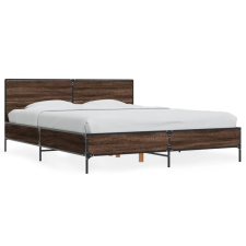 vidaXL barna tölgyszínű szerelt fa és fém ágykeret 160 x 200 cm ágy és ágykellék