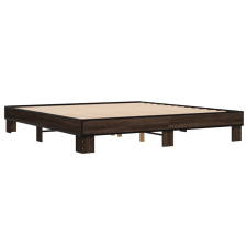 vidaXL barna tölgyszínű szerelt fa és fém ágykeret 200 x 200 cm (3280221) ágy és ágykellék