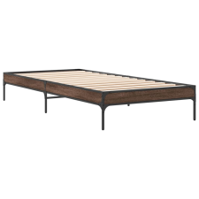 vidaXL barna tölgyszínű szerelt fa és fém ágykeret 90 x 190 cm (845055) ágy és ágykellék