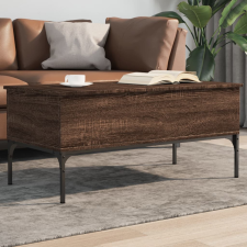 vidaXL barna tölgyszínű szerelt fa és fém dohányzóasztal 100x50x45 cm bútor