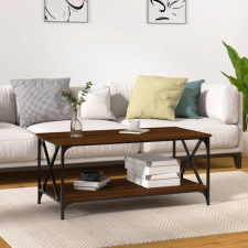 vidaXL barna tölgyszínű szerelt fa és vas dohányzóasztal 100x50x45 cm bútor
