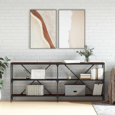 vidaXL barna tölgyszínű szerelt fa és vas konzolasztal 180x30x75 cm bútor