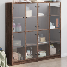 vidaXL barna tölgyszínű szerelt fa könyvespolc ajtókkal 136x37x142 cm bútor