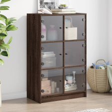 vidaXL barna tölgyszínű szerelt fa magasszekrény ajtókkal 68x37x109 cm bútor