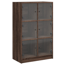 vidaXL barna tölgyszínű szerelt fa magasszekrény ajtókkal 68x37x109 cm (3295856) bútor