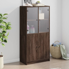 vidaXL barna tölgyszínű szerelt fa magasszekrény ajtókkal 68x37x142 cm bútor