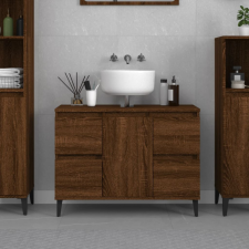vidaXL barna tölgyszínű szerelt fa mosdószekrény 80 x 33 x 60 cm fürdőszoba bútor