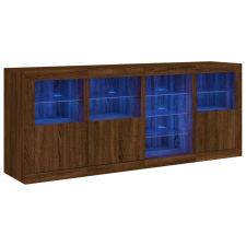 vidaXL barna tölgyszínű tálalószekrény LED-ekkel 164 x 37 x 67 cm (3209057) bútor