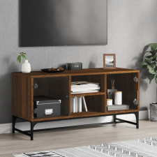 vidaXL barna tölgyszínű TV-szekrény üvegajtókkal 102 x 37 x 50 cm bútor