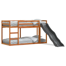 vidaXL barna tömör fenyő emeletes ágy csúszdával és létrával 75x190 cm ágy és ágykellék