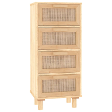 vidaXL barna tömör fenyő/természetes rattan tálalószekrény 40x30x90 cm (345644) bútor