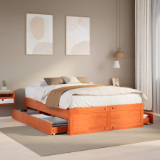 vidaXL barna tömör fenyőfa fiókos ágykeret matrac nélkül 150 x 200 cm ágy és ágykellék
