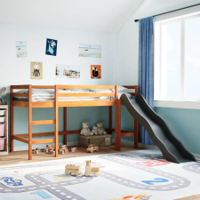 vidaXL barna tömör fenyőfa gyerek-galériaágy matrac nélkül 90 x 200 cm ágy és ágykellék