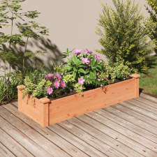 vidaXL barna tömör fenyőfa kerti magaságyás béléssel 120x45x25 cm kerti dekoráció