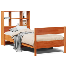 vidaXL barna tömör fenyőfa könyvespolcos ágy matrac nélkül 100 x 200cm (3322995) ágy és ágykellék