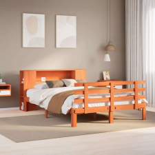vidaXL barna tömör fenyőfa könyvespolcos ágy matrac nélkül 140 x 190cm ágy és ágykellék