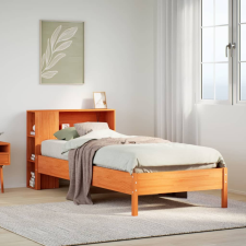 vidaXL barna tömör fenyőfa könyvespolcos ágy matrac nélkül 75 x 190 cm ágy és ágykellék
