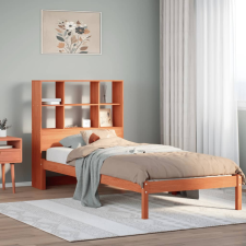 vidaXL barna tömör fenyőfa könyvespolcos ágy matrac nélkül 75 x 190 cm ágy és ágykellék