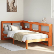 vidaXL barna tömör fenyőfa könyvespolcos ágy matrac nélkül 75 x 190 cm ágy és ágykellék