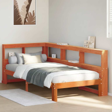 vidaXL barna tömör fenyőfa könyvespolcos ágy matrac nélkül 75 x 190 cm ágy és ágykellék