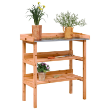 vidaXL barna tömör fenyőfa növénytartó asztal polcokkal 78x38x82,5 cm kerti dekoráció